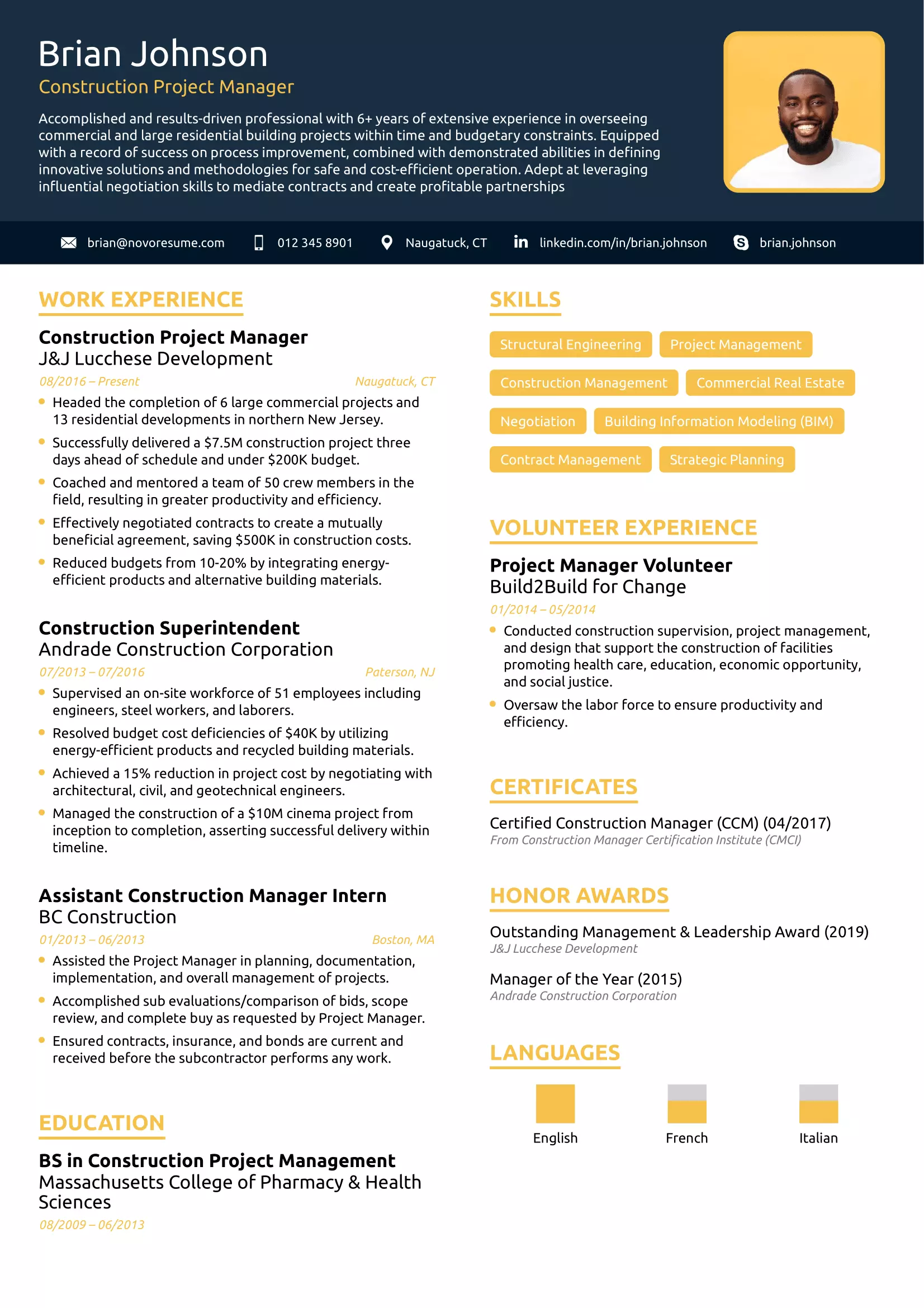 Construction CV - Samples