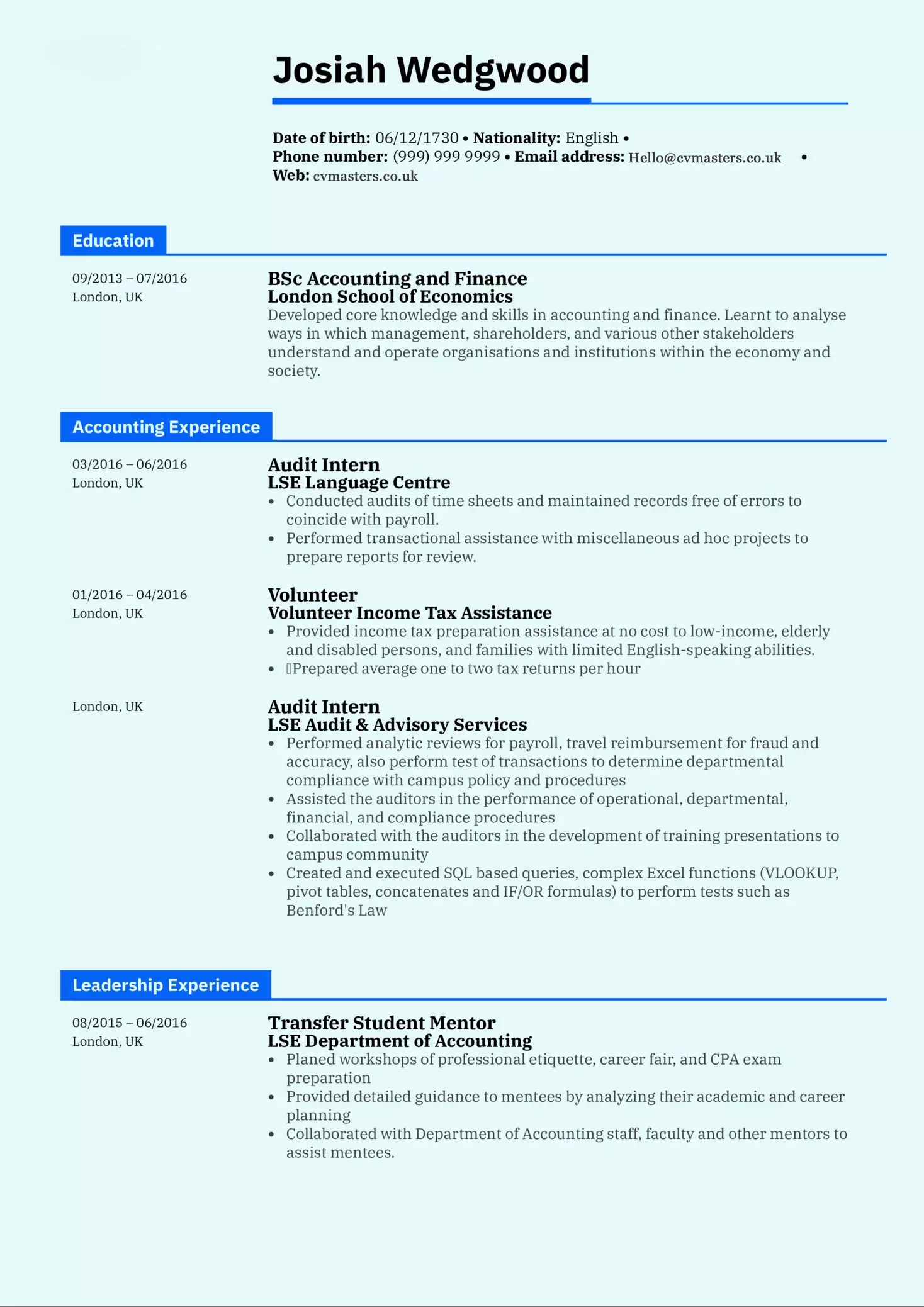 Graduate CV - Samples