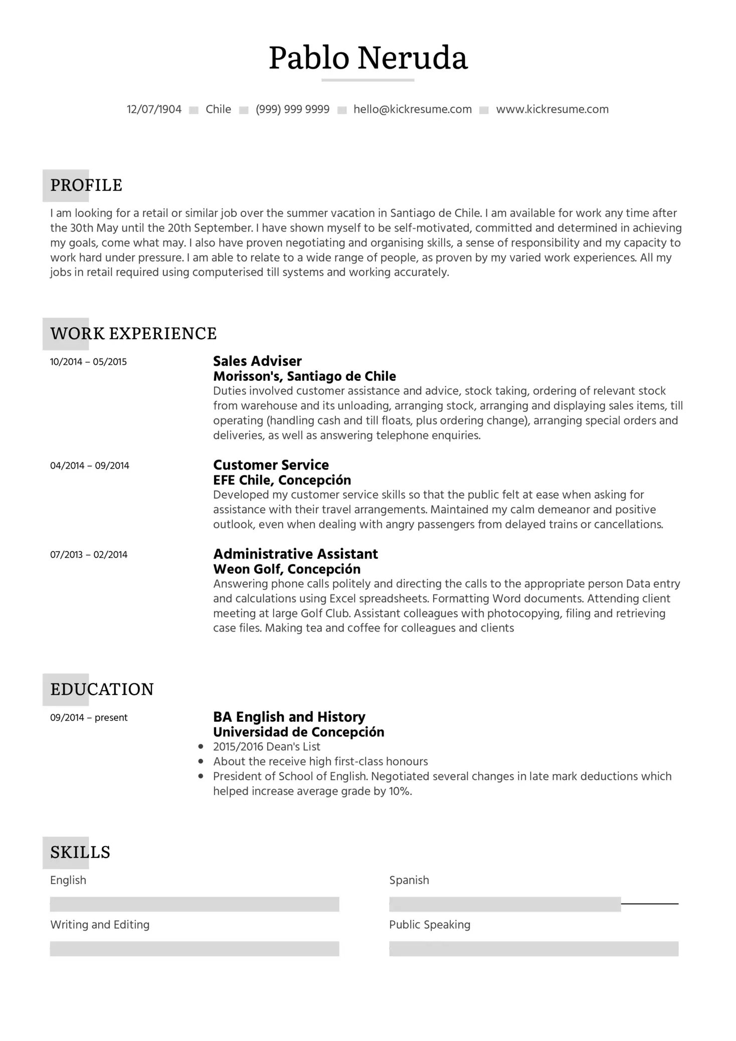 Management CV - Samples